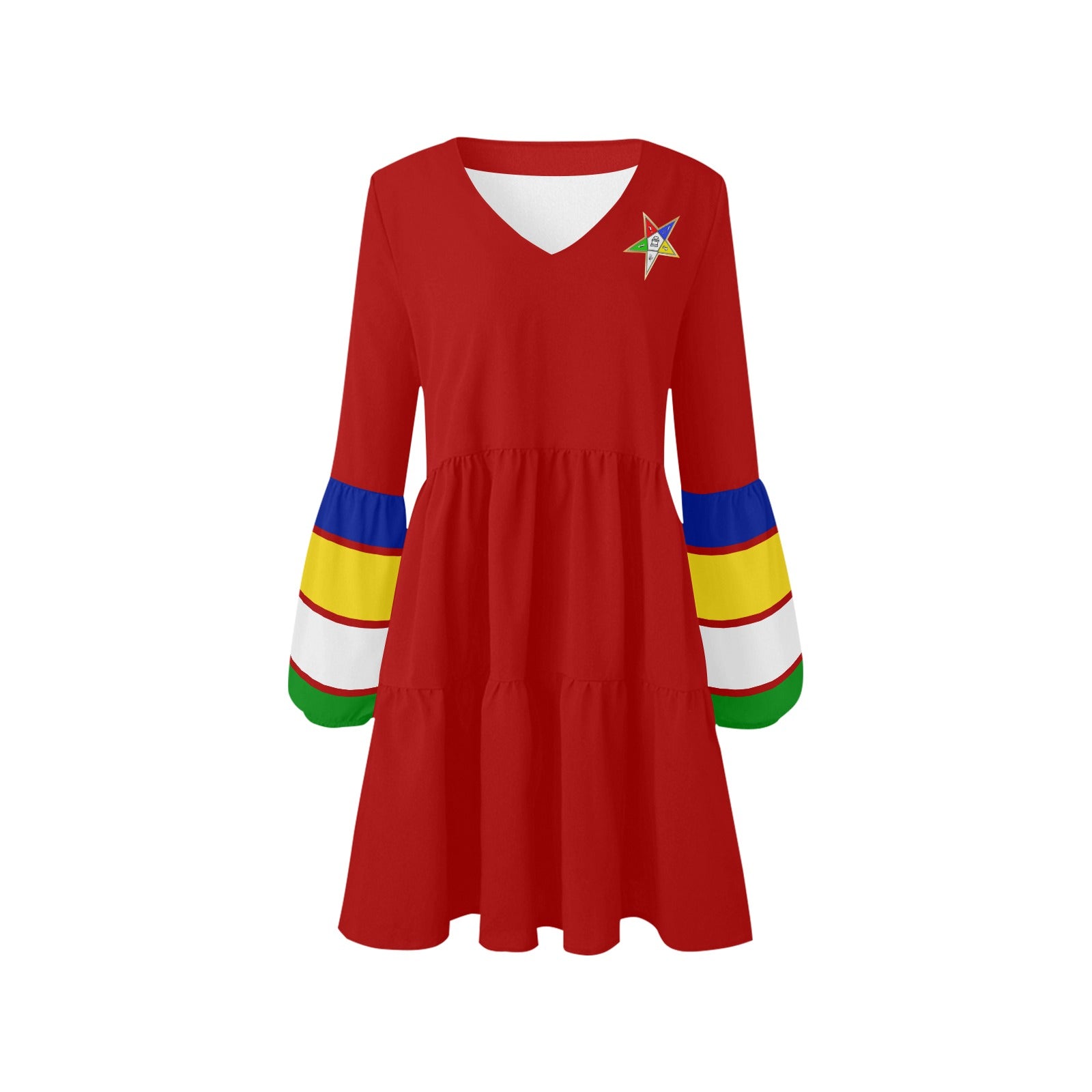 Eastern Star Lovely Sistar Dress Red V-Neck Loose Fit Dress