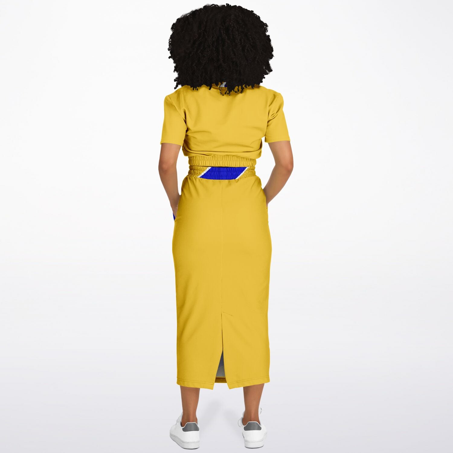 Trends Bright Blue & Gold Cropped Skirt Set