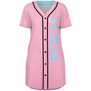 Button Front Baseball Jersey Dress