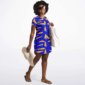 Trends Blue and Gold Dash T-shirt Dress