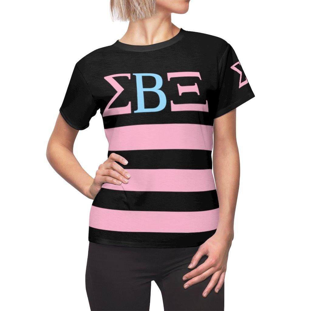 Sigma Beta Xi - Pink Striped Tee 2003 - Strong Girl Tees